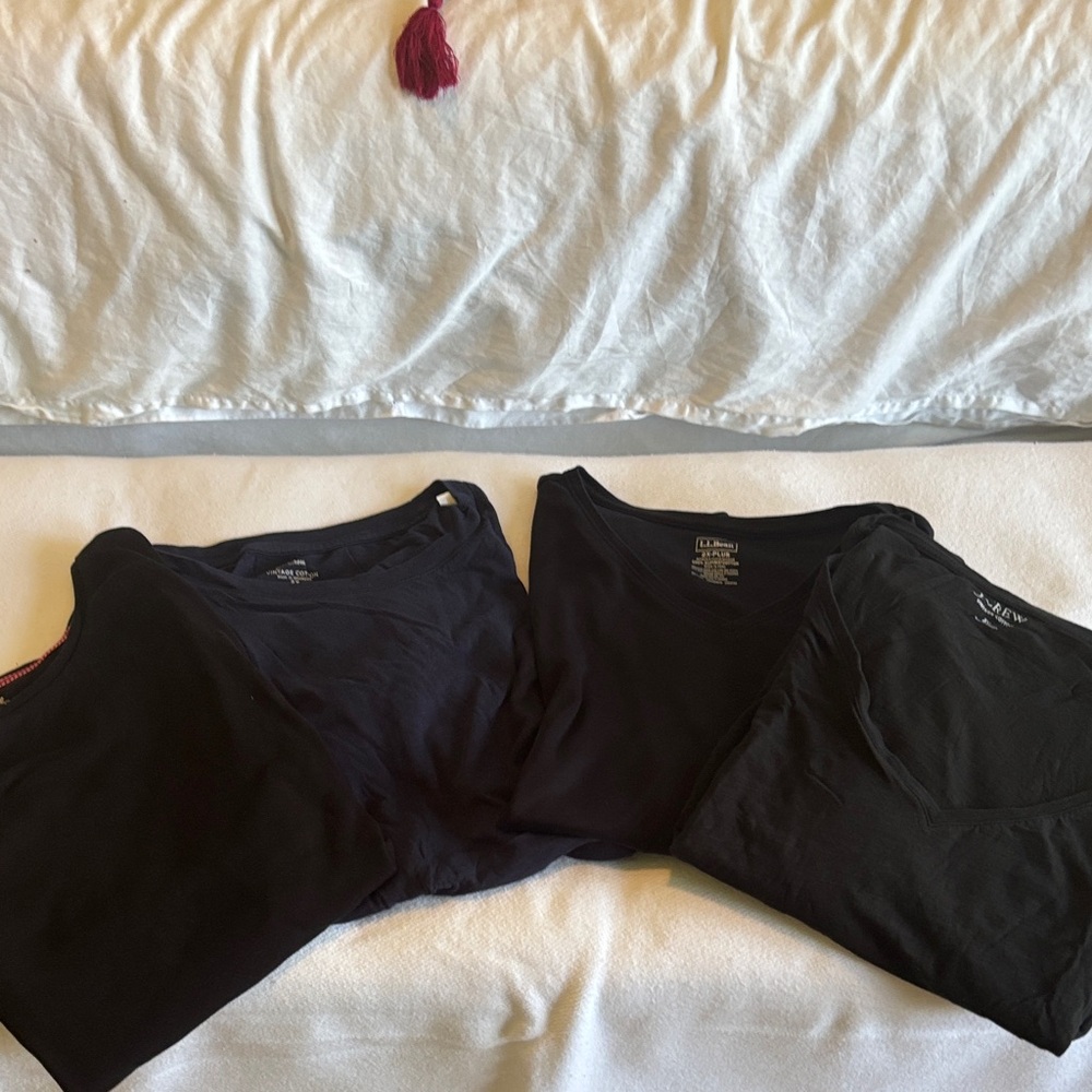 L.L. Bean, J. Crew, Talbots Black and Navy Short Sleeve Tees